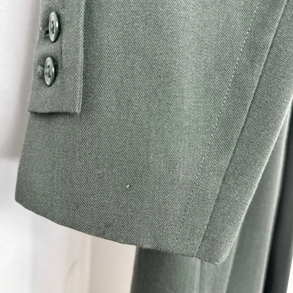Vintage Military Wool Overcoat Gaberdine Belted Trench Removeable Liner 36L